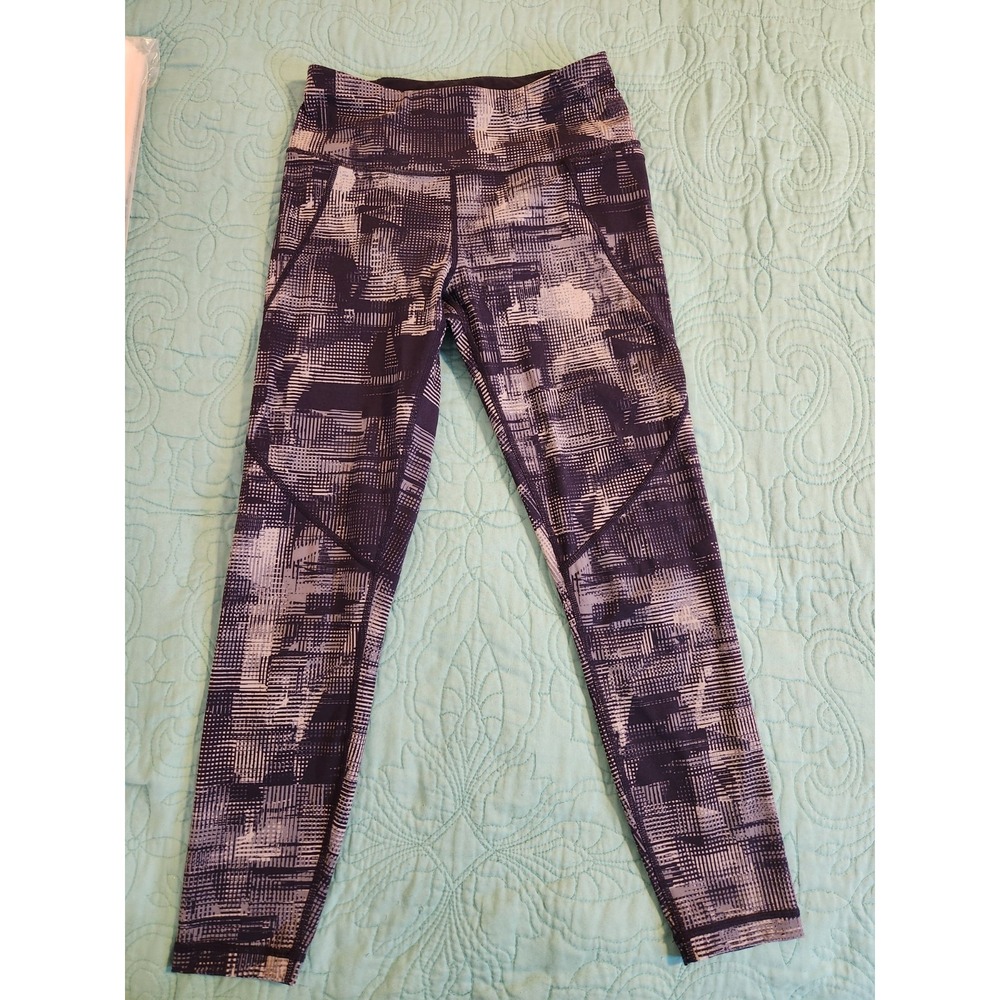 Sweaty Betty Power 7/8 Leggings XS Navy Glitch Print SB5400A 78 High Rise Pocket
